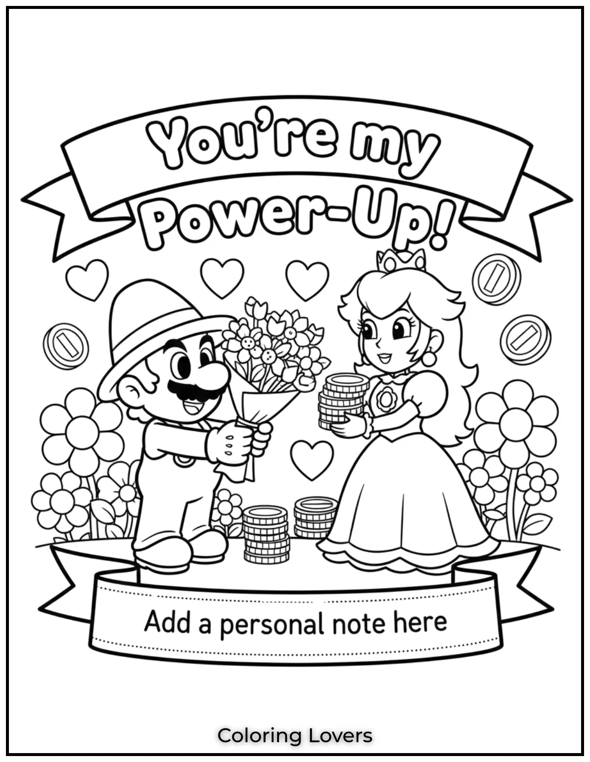 Mario offers flowers and coins to Peach with Youre my Power Up This scene is a sweet reminder of how love energizes our lives