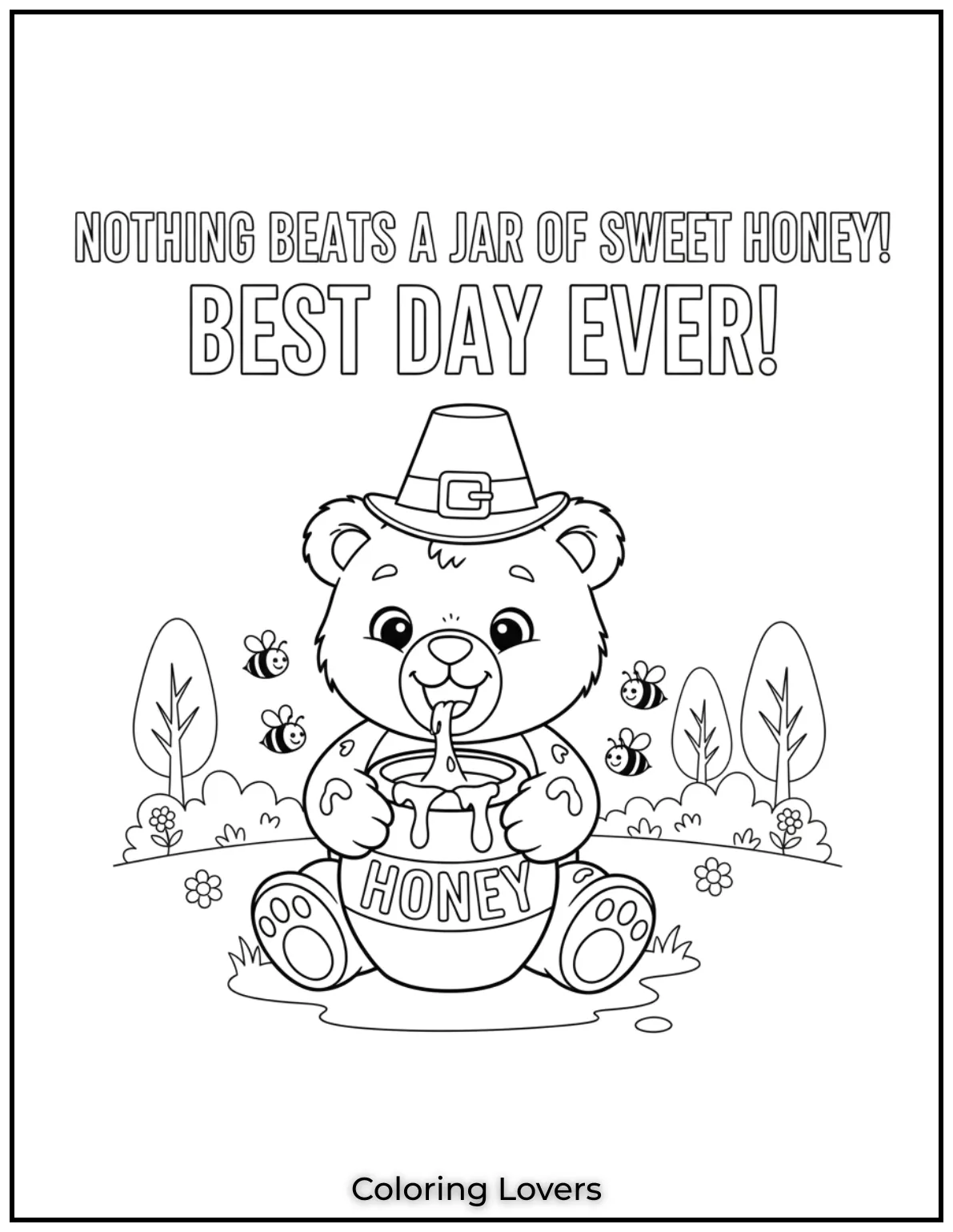 Cute and Classic Pooh Bear Coloring Pages 5 Nothing beats a jar of sweet honey This cute baby bear is having the best day ever just like Winnie the Pooh
