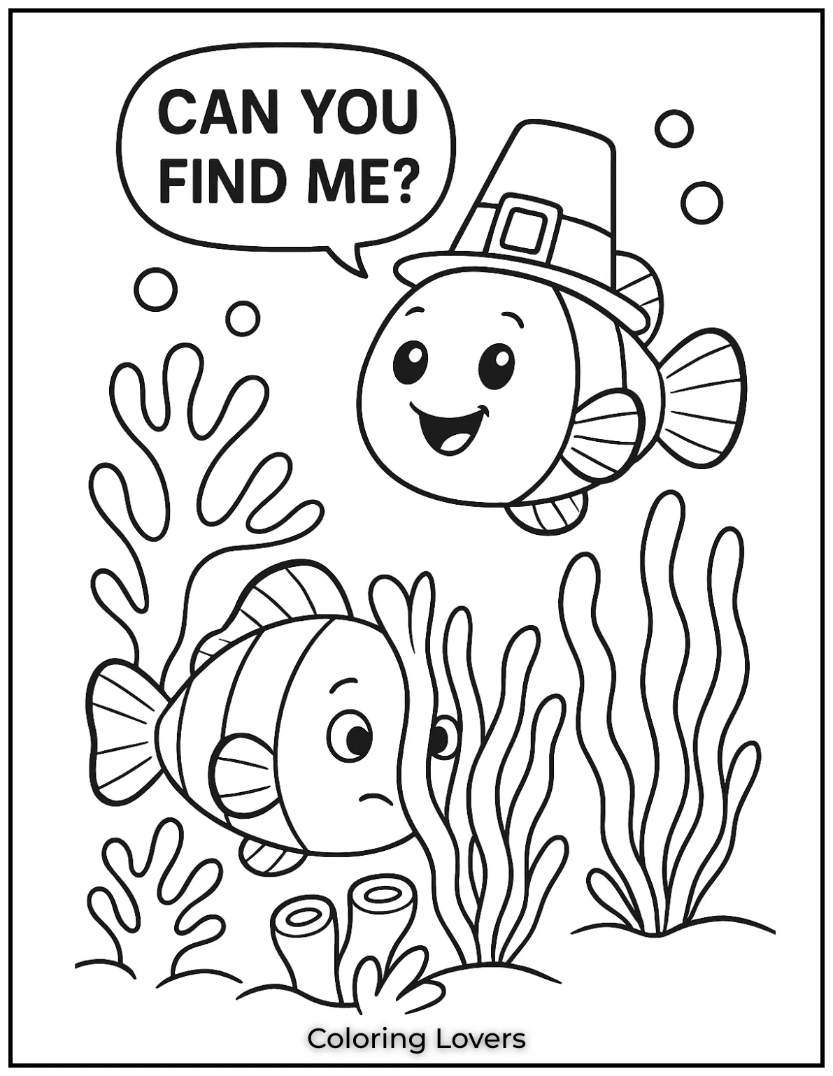 Fish Coloring Pages That Are Free to Downloads 4 One fish hides while the other says Can you find me . A fun little game beneath the sea