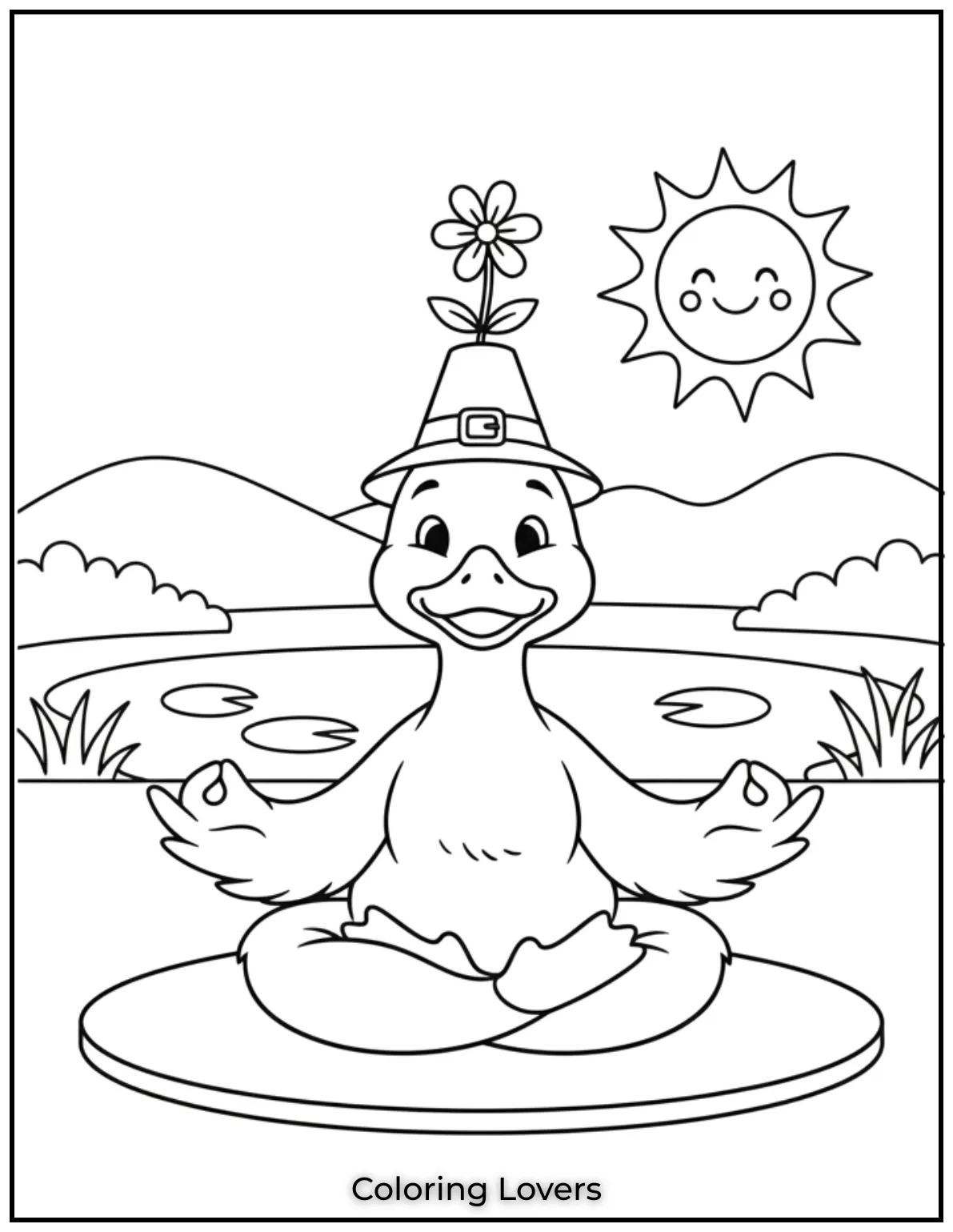 Duck Coloring Pages That Kids Like the Most 21 Our flexible little duck is striking a yoga pose. Kids can add relaxing colors to this peaceful scene