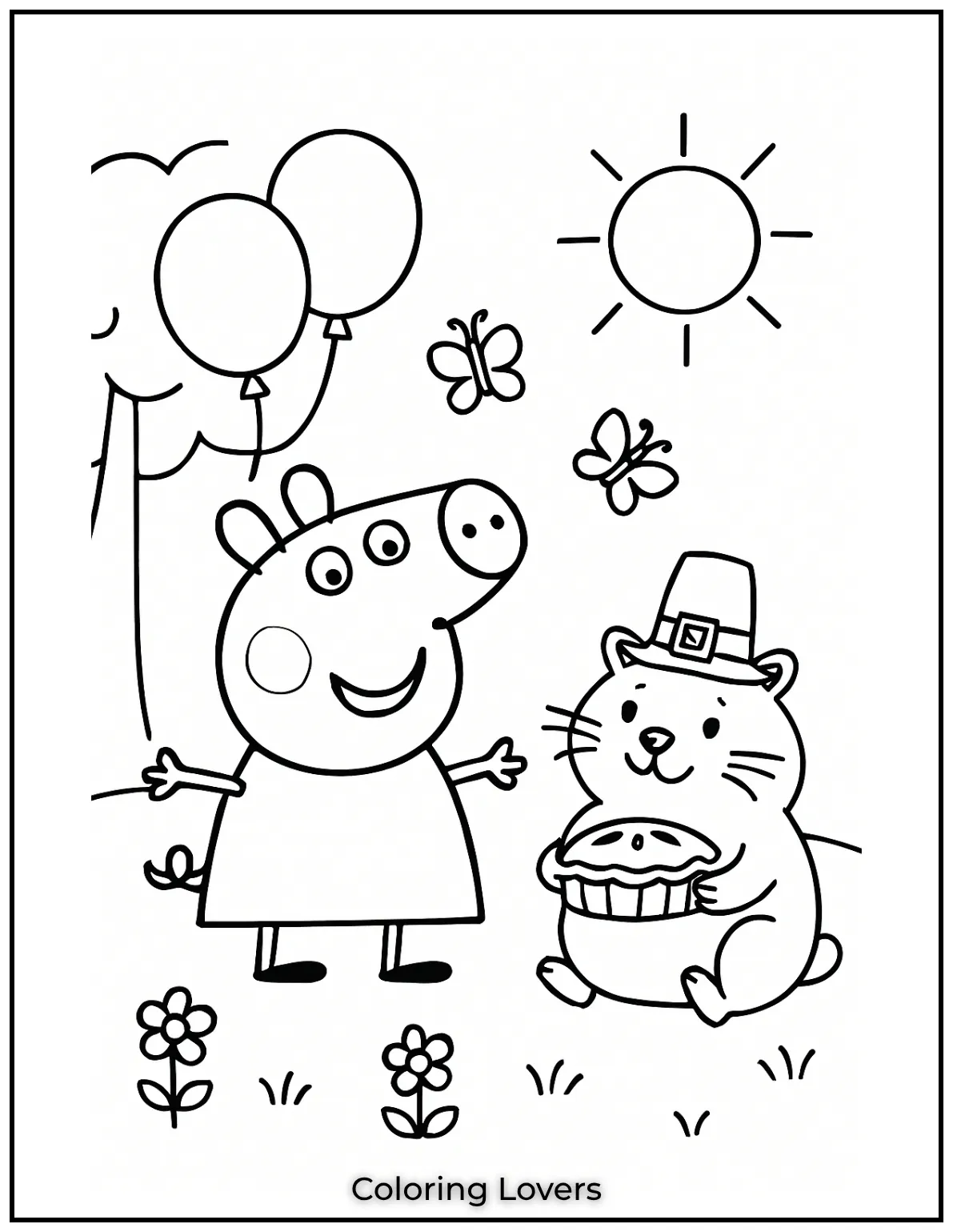 Fun and Free Cat Coloring Pages for Kids and Adults 42 Peppa Pig and her furry friend are ready for some fun. What colors will you bring to their joyful day