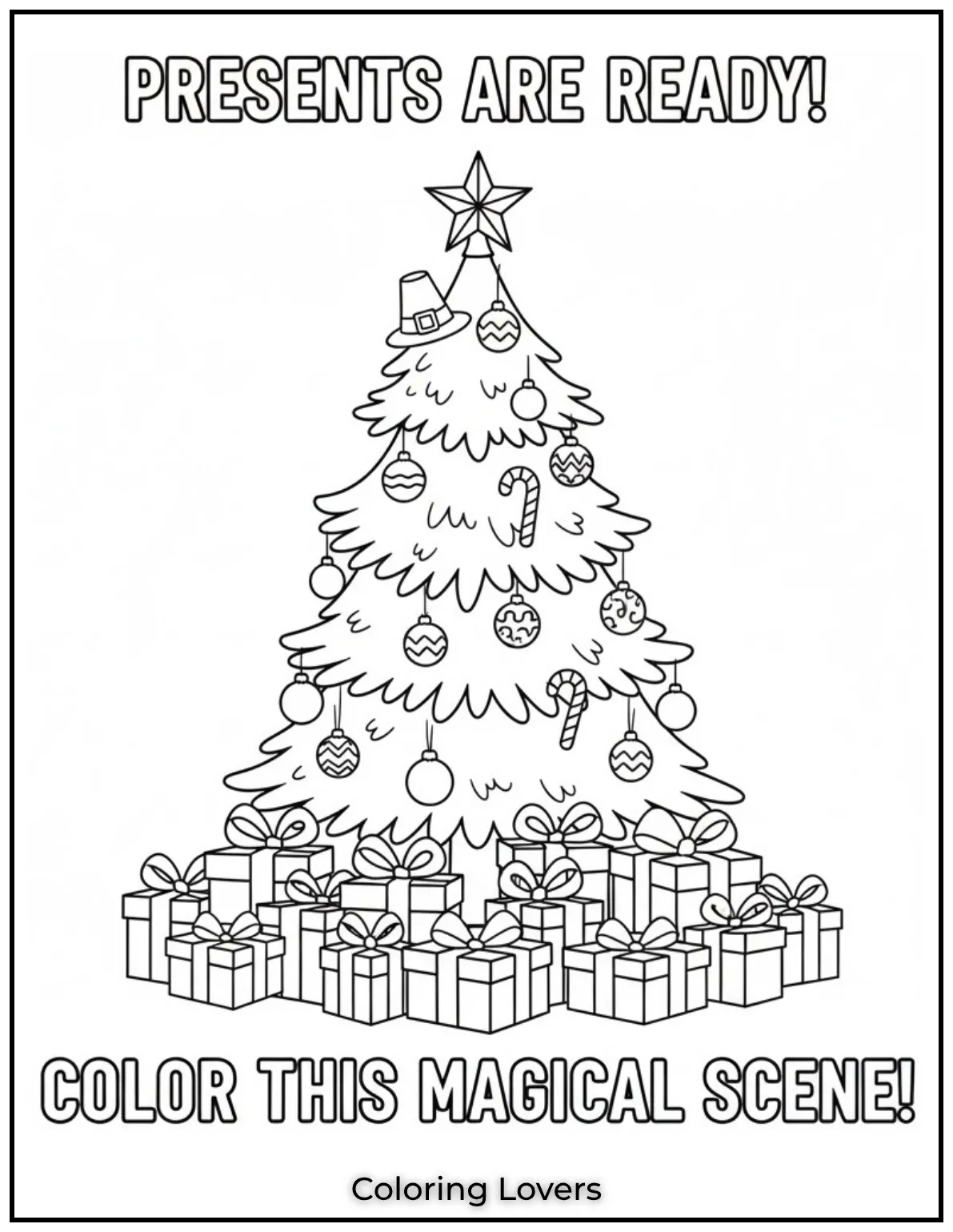 Free Printable Christmas Tree Coloring Pages 7 Presents are ready under the tree Now its your turn to bring