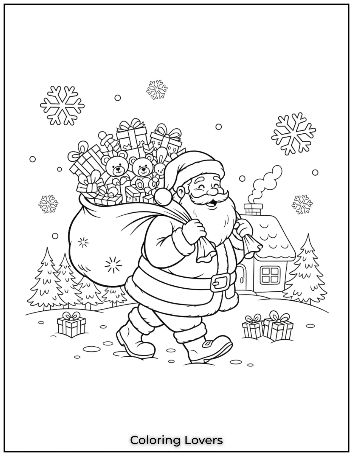 Santa carrying his big sack of presents ready 1