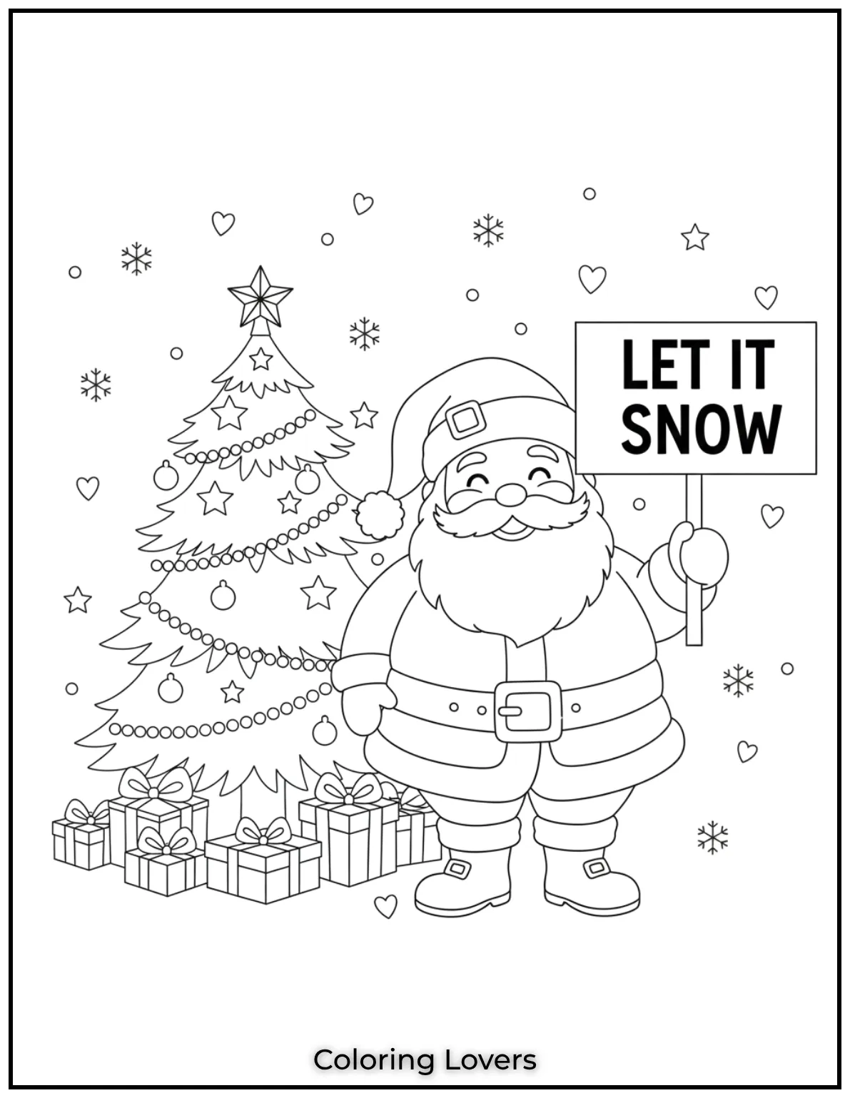 Santa holds a Let It Snow sign ready to bring some winter magic. A wonderful scene to brighten your holiday spirit 1