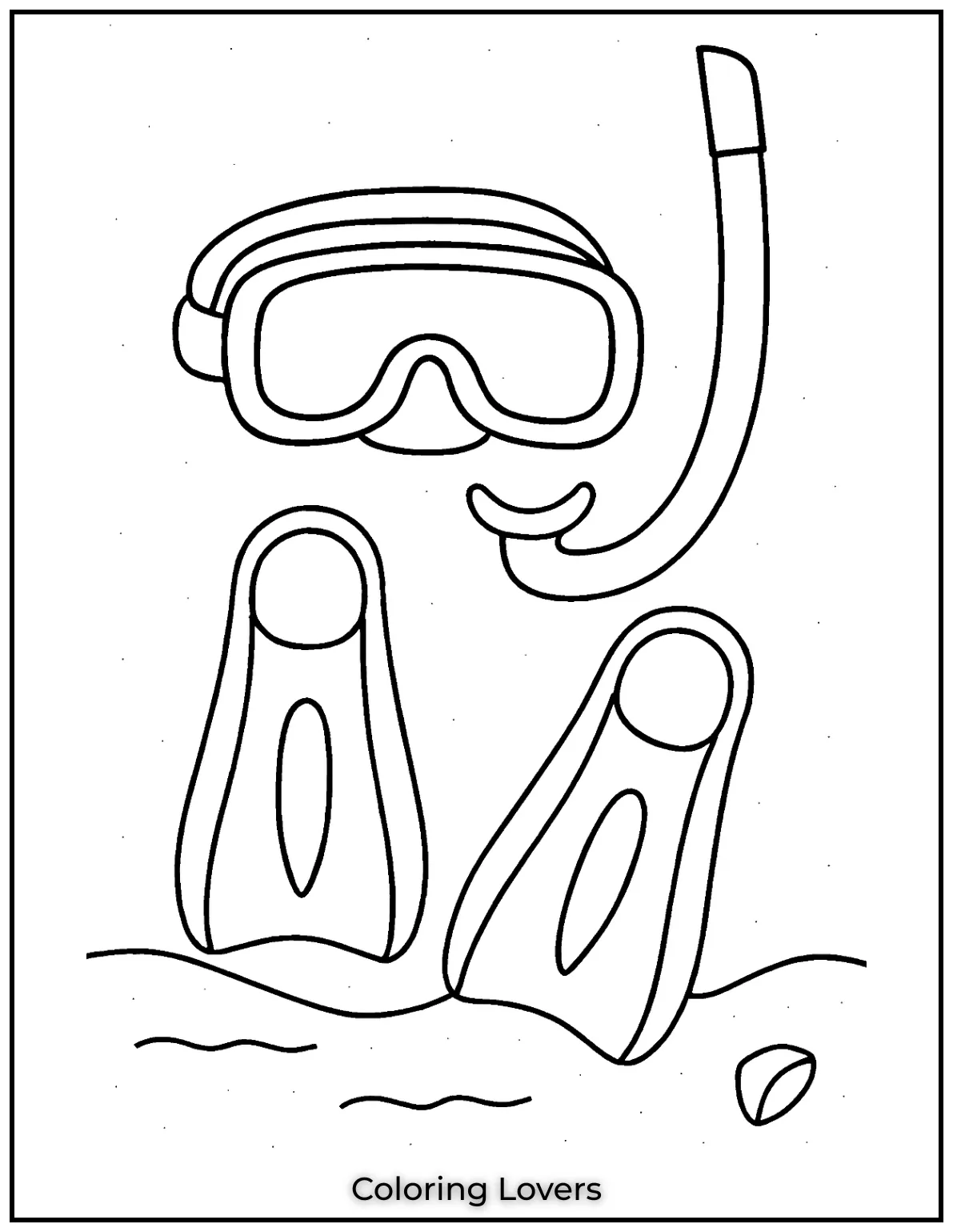 Summer Coloring Pages for Kids and Adults 13 Simple and clear snorkeling gear ready for underwater adventures