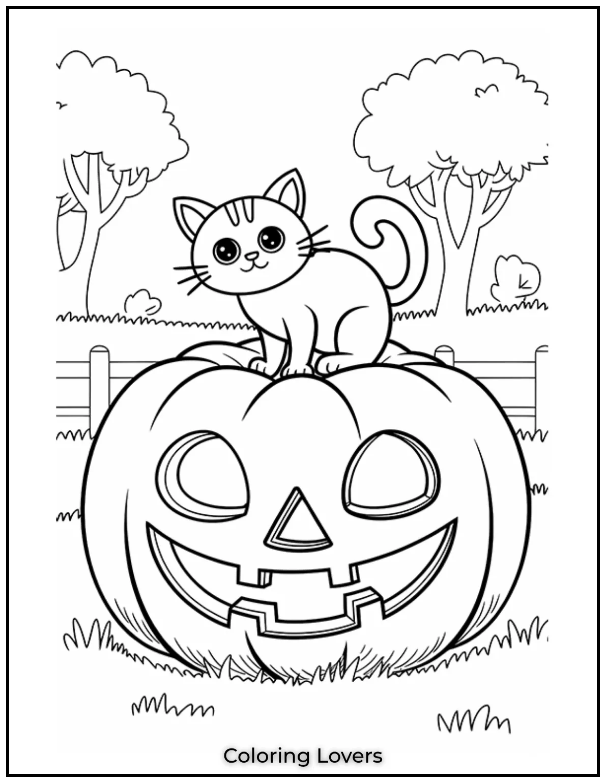 Fun and Free Cat Coloring Pages for Kids and Adults 39 Spooky and cute This Halloween cat and pumpkin duo is a treat for kids to color