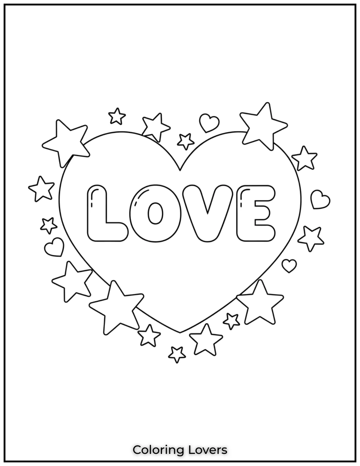 The simple shapes in this heart design make it easy and fun for kids to color. I love how the stars add a magical touch
