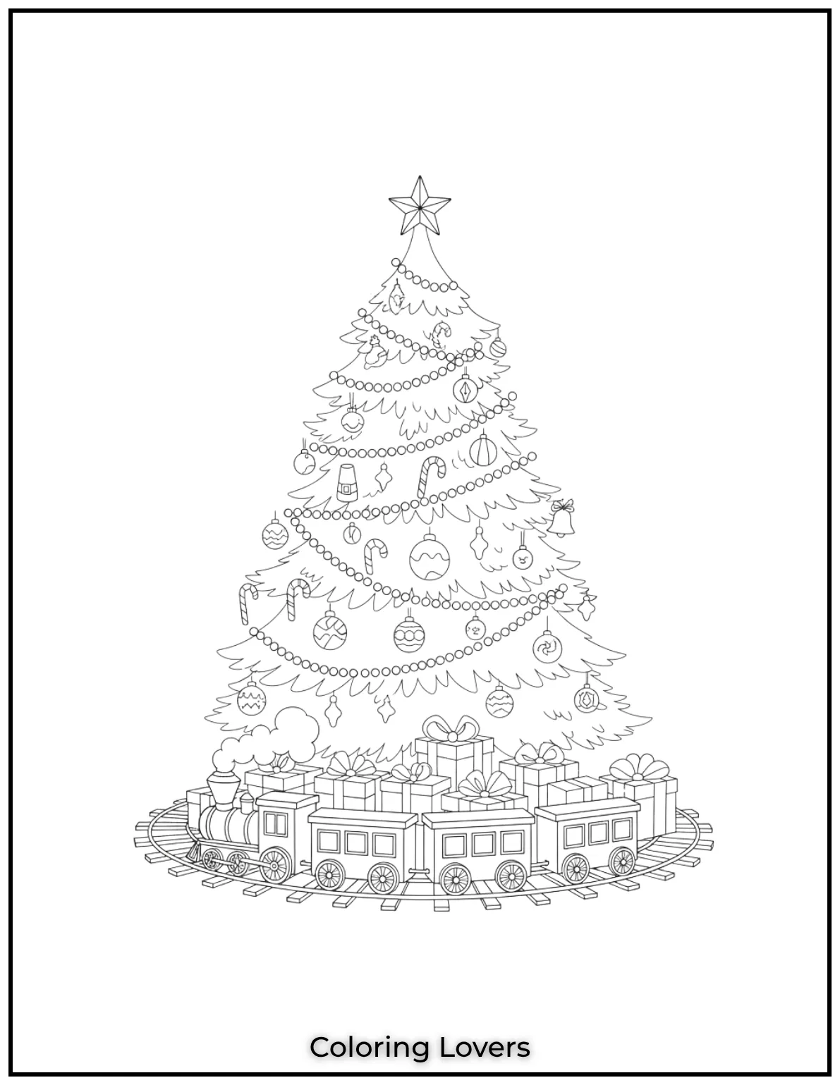 Free Printable Christmas Tree Coloring Pages 23 Theres something so magical about a toy train circling a Christmas tree
