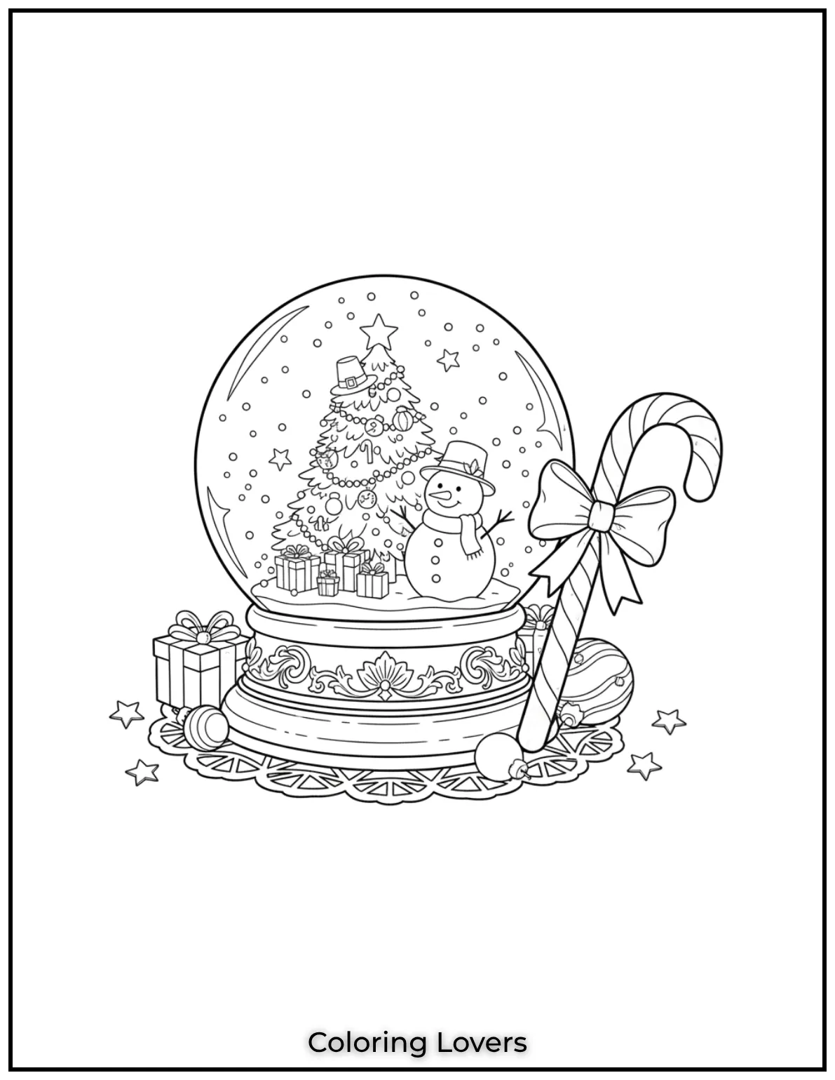 Free Printable Christmas Tree Coloring Pages 38 Theres something special about the nostalgia of a snow globe and candy cane