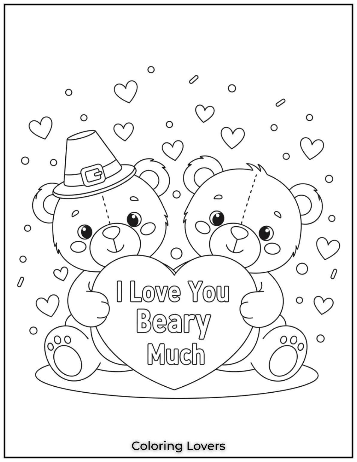 These two adorable bears hold a heart that says I Love You Beary Much and are perfect for Valentines Day fun