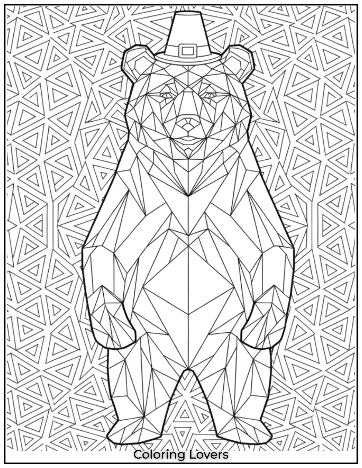 Cute and Classic Pooh Bear Coloring Pages 38 This abstract bear illustration features sharp geometric patterns offering a fun and engaging bear coloring pages for adults