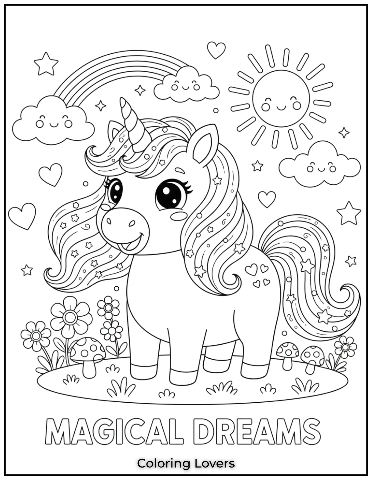 This adorable unicorn is full of magic and wonder. A fun preschool friendly design for little dreamers