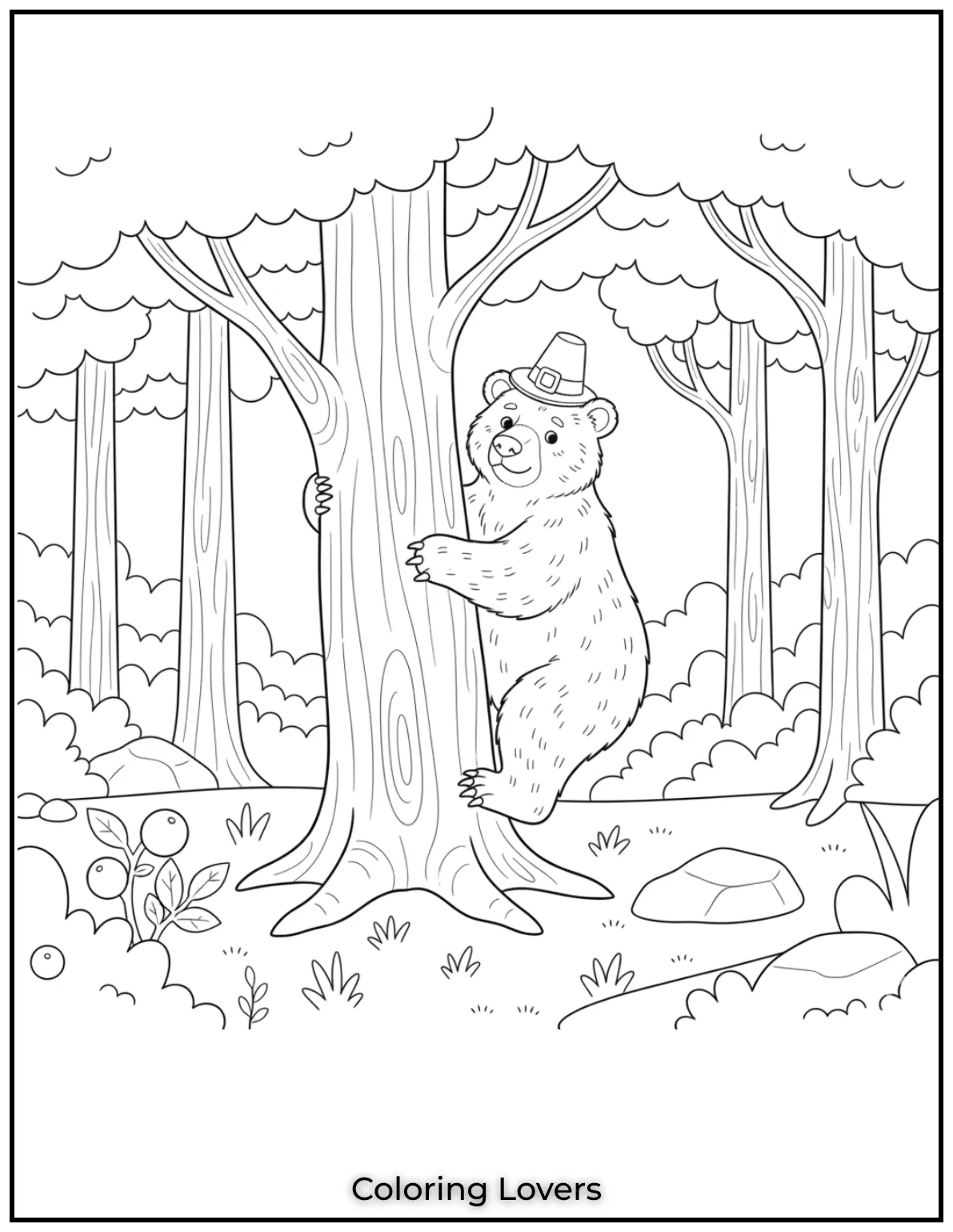 Cute and Classic Pooh Bear Coloring Pages 26 This black bear climbs a sturdy tree using its strong claws to grip the bark. A fun and engaging addition to your black bear coloring pages