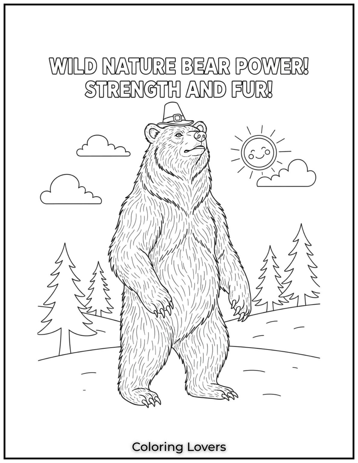 Cute and Classic Pooh Bear Coloring Pages 24 This black bear stands tall its thick fur and strong frame showing its wild nature