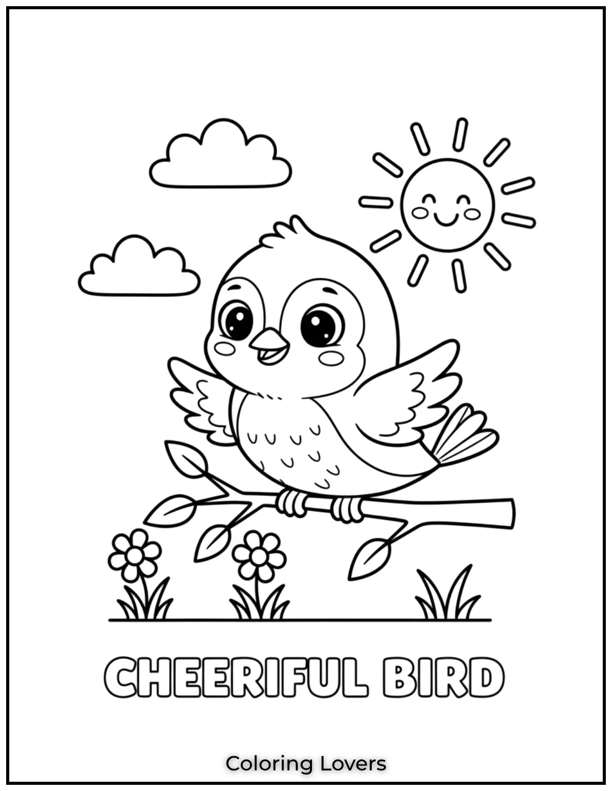 This cheerful little bird is a great addition to preschool coloring pages. A simple and fun design for tiny hands