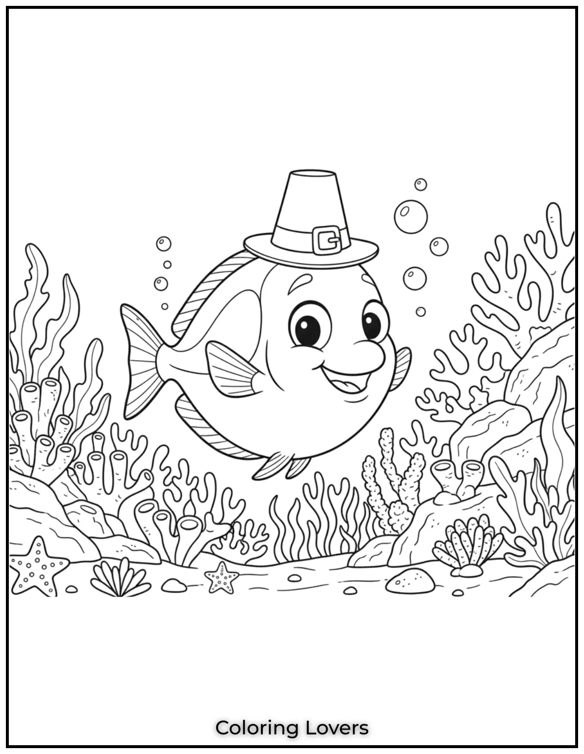 Fish Coloring Pages That Are Free to Downloads 19 This cheerful saltwater blue tang explores coral reef corners. Starfish and sea plants make it magical