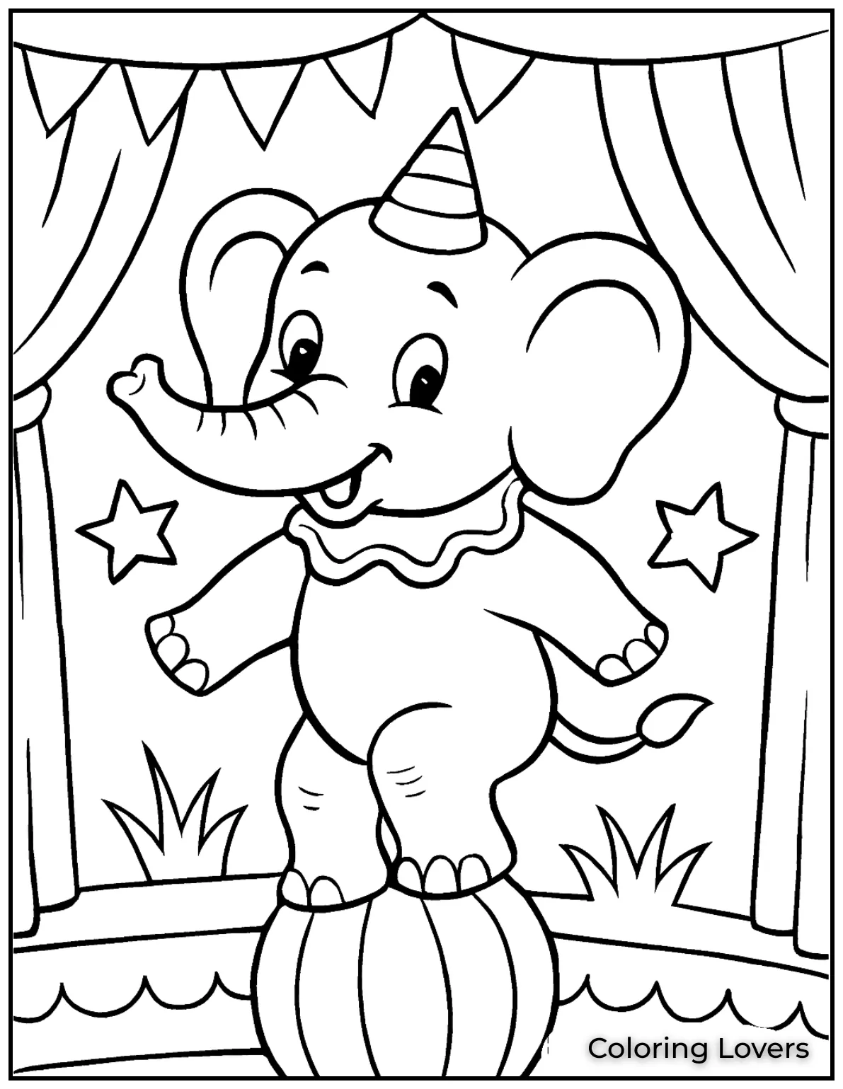 Unique Elephant Coloring Pages for Kids 31 This circus elephant balancing on a ball is ready for the spotlight 1