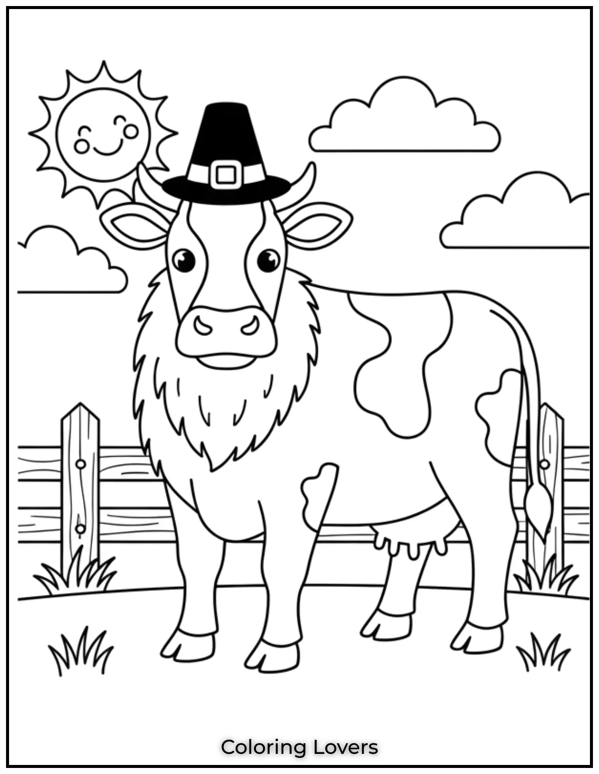 This classic Hereford cow is a great introduction to farm animals and coloring this cow coloring page is a delight