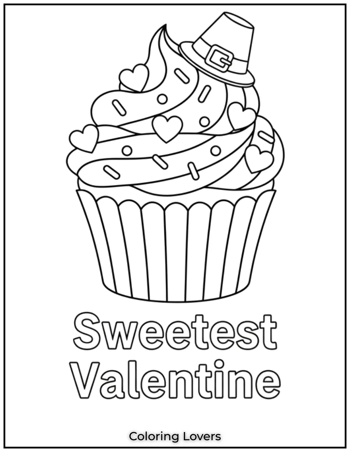 This cupcake with sprinkles and candy hearts is as charming as its note Sweetest Valentine