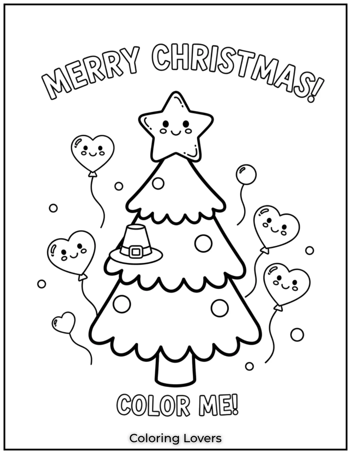Free Printable Christmas Tree Coloring Pages 3 This cute little Christmas tree is waiting for kids to add some festive colors