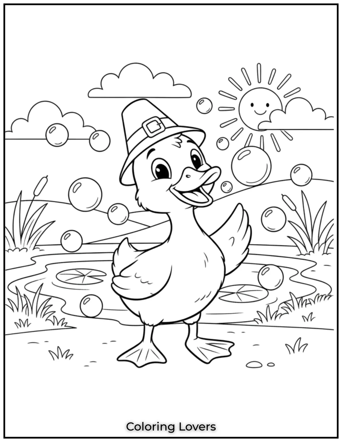 Duck Coloring Pages That Kids Like the Most 17 This duckling is having a blast with bubbles. Its a perfect coloring page to let colors flow and bring out a splashy scene