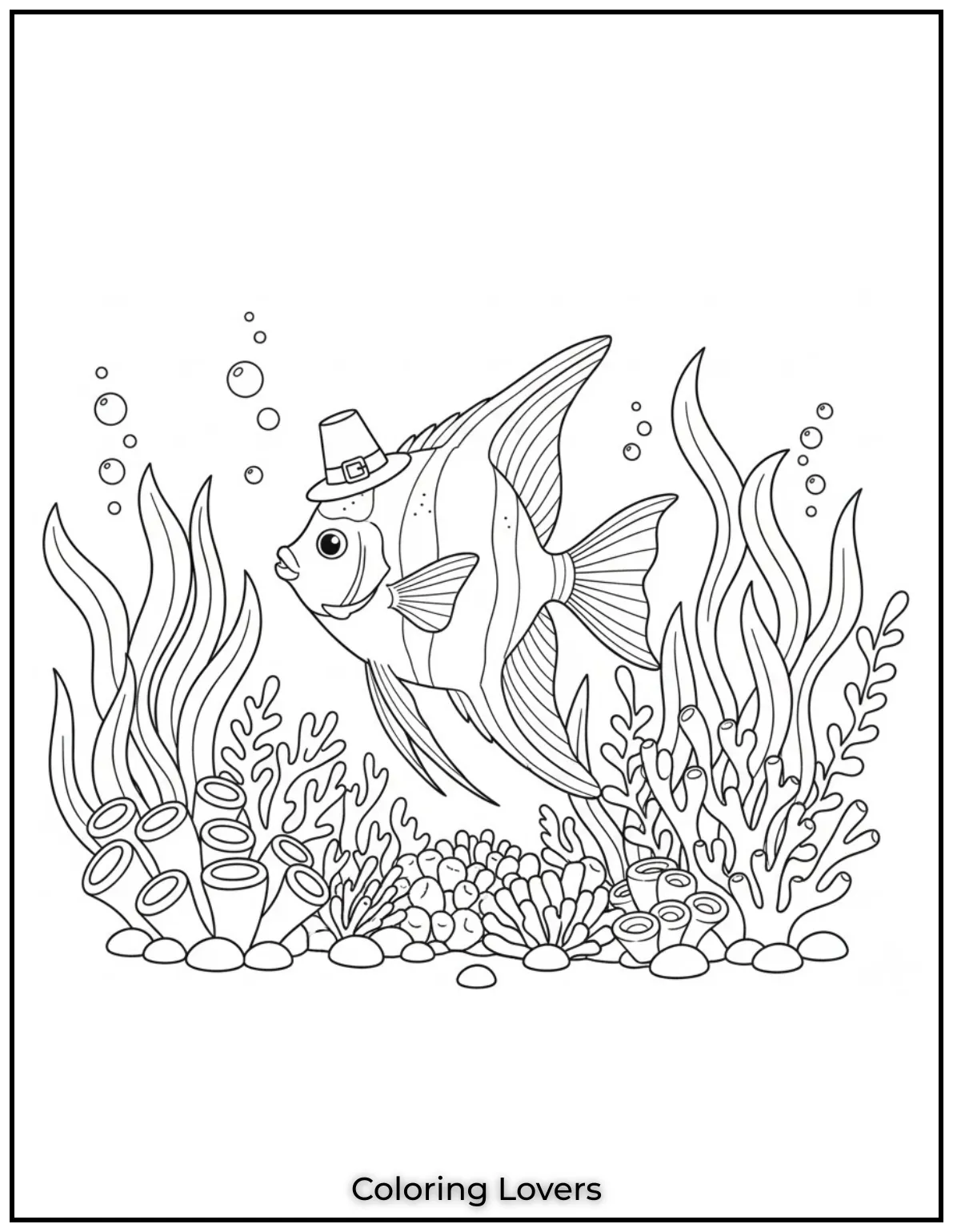 Fish Coloring Pages That Are Free to Downloads 9 This elegant angelfish drifts among the seaweed. Long fins flow like underwater ribbons