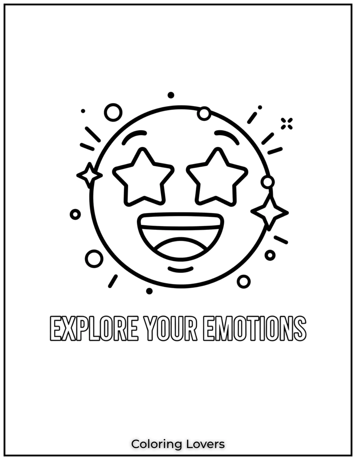 This face sparkles with excitement and joy. A great way to help kids explore emotions through coloring