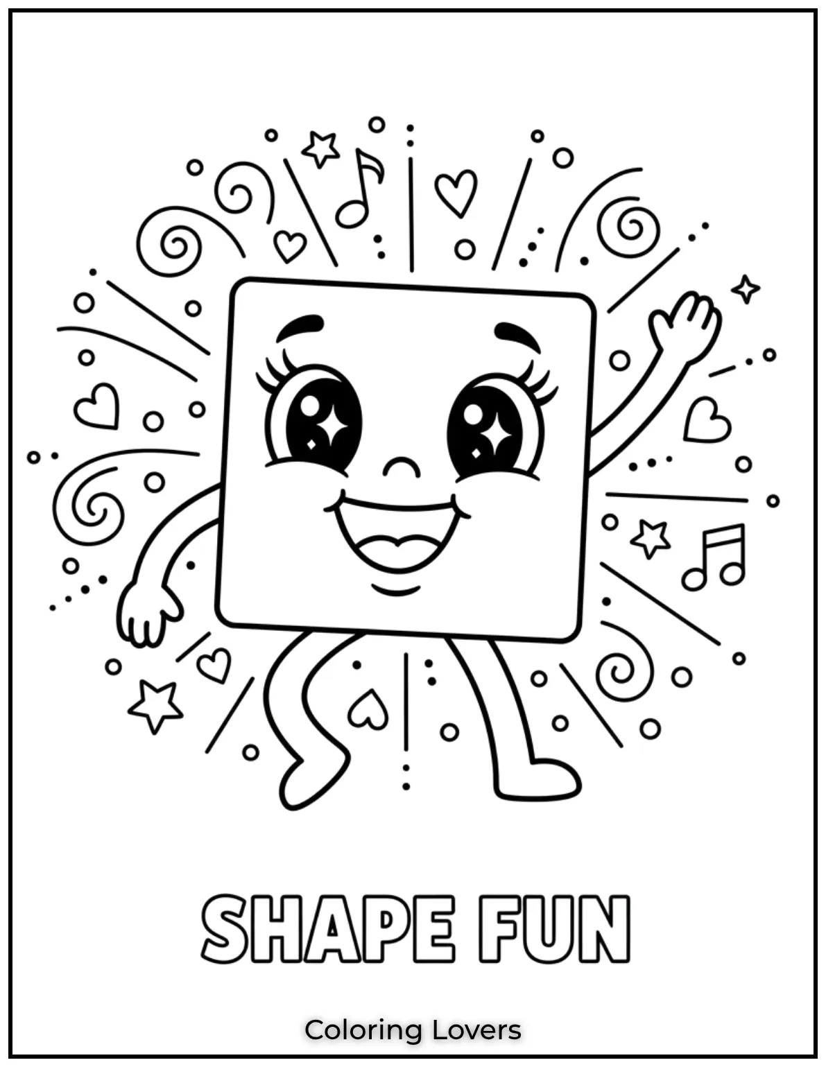 This friendly square is all set for some colorful fun. A great way for kids to learn about shapes while they color