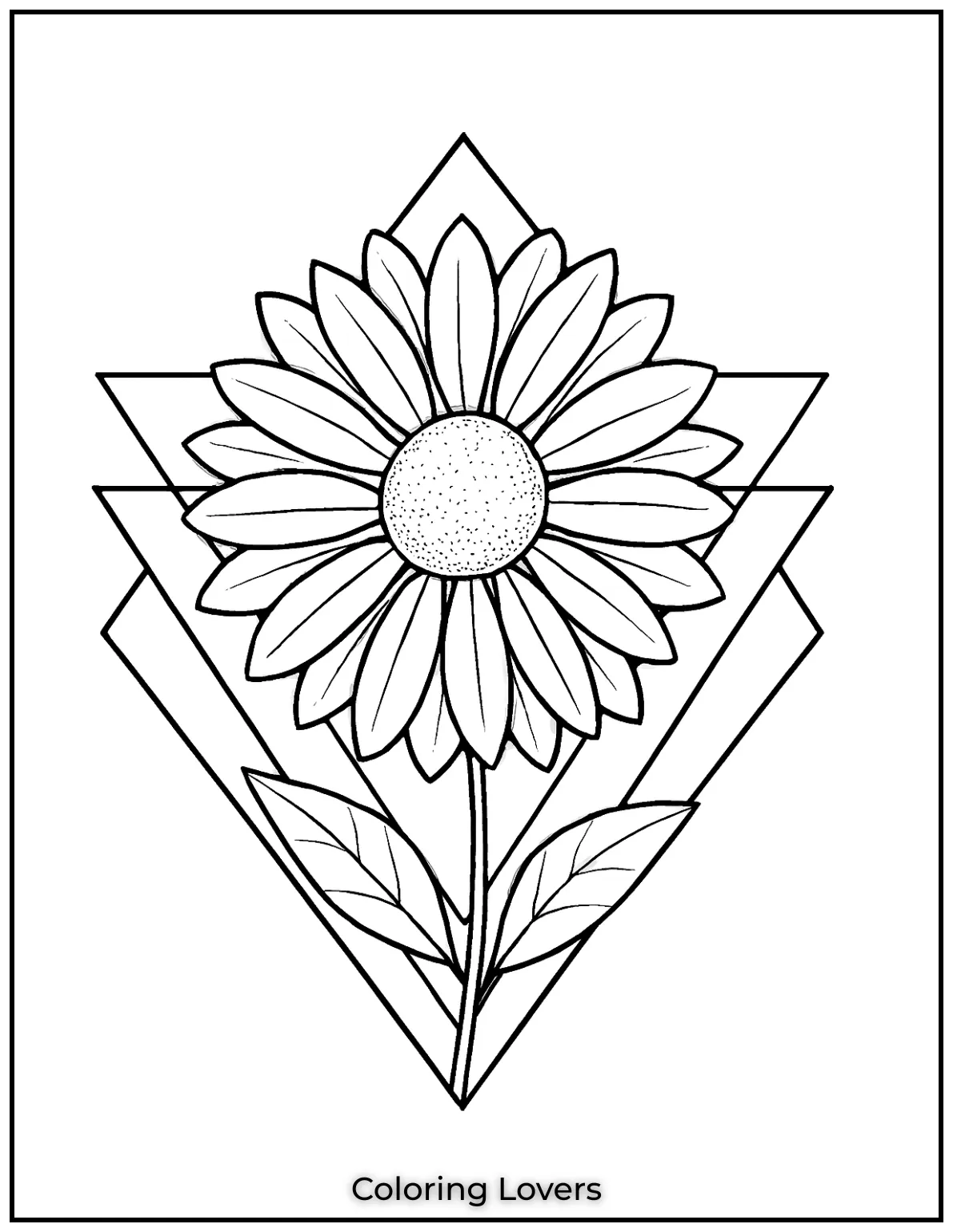This geometric daisy design is perfect for adults looking for a coloring page thats both modern and nature inspired