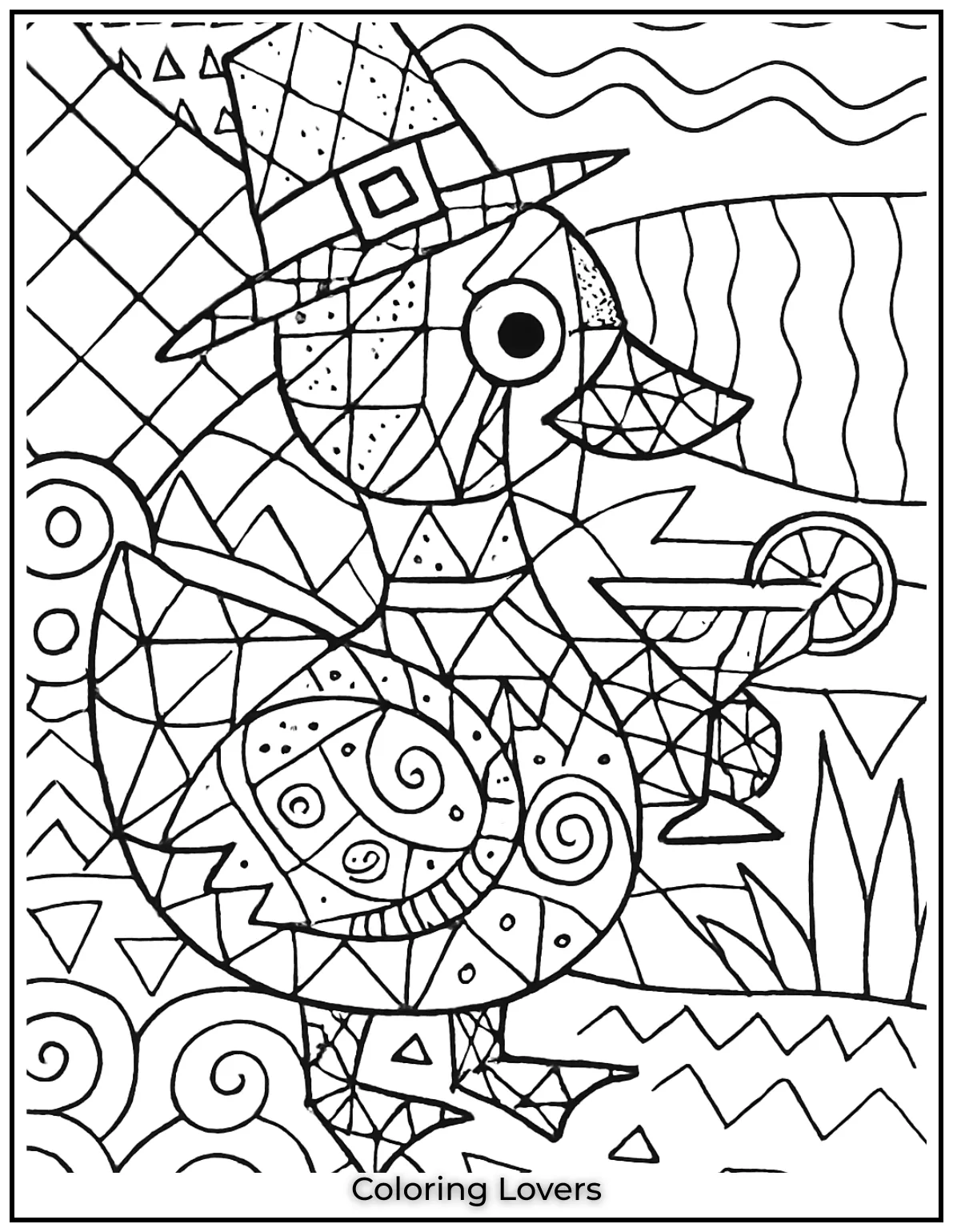 Duck Coloring Pages That Kids Like the Most 38 This geometric duck design is a fun and relaxing coloring page for adults to explore different patterns and shapes