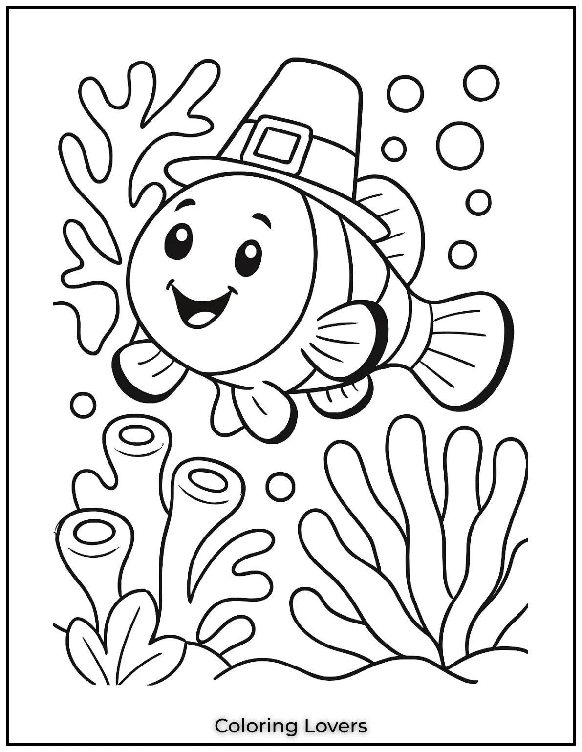 Fish Coloring Pages That Are Free to Downloads 5 This happy clownfish glides through colorful corals. A playful scene full of bubbly joy