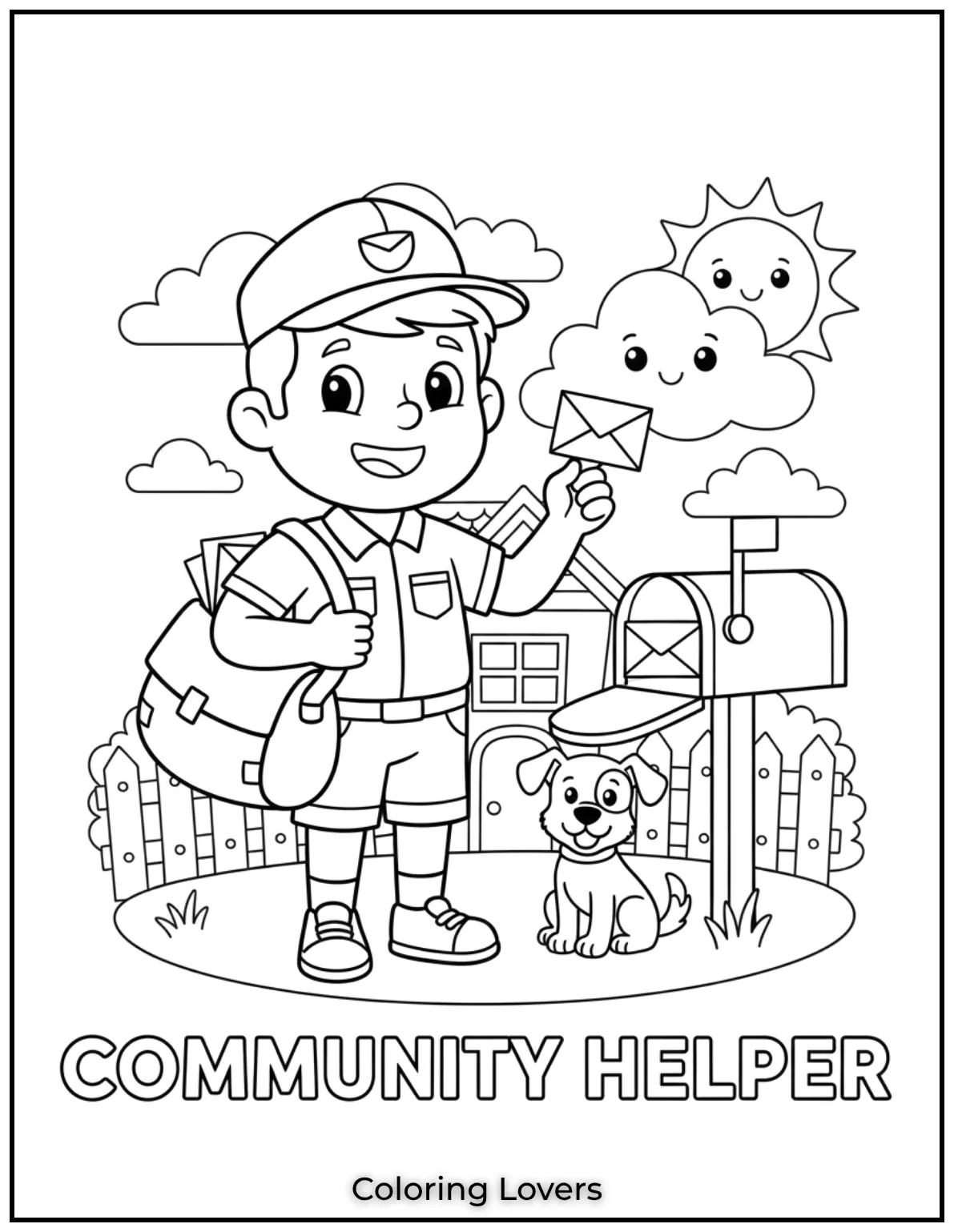 This helpful mail carrier delivers letters with a smile. A cute way to introduce kids to everyday community helpers