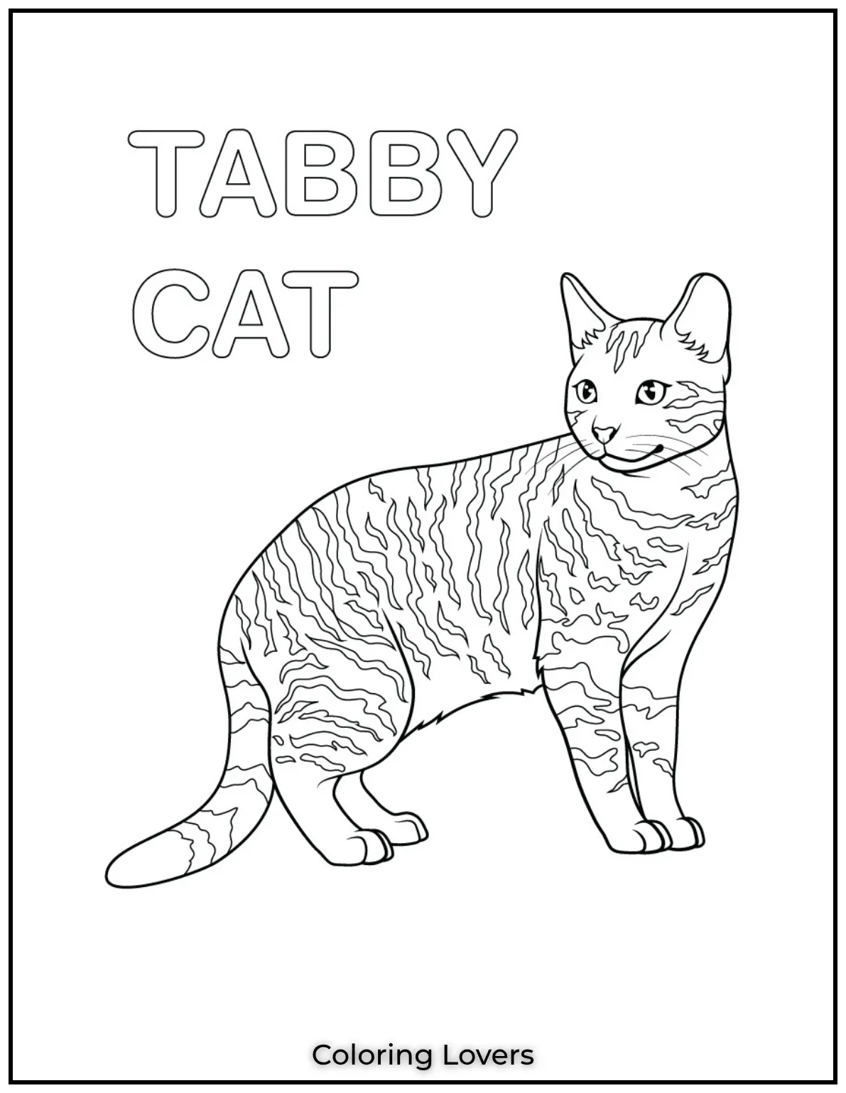 Fun and Free Cat Coloring Pages for Kids and Adults 56 This lifelike tabby cat makes a perfect centerpiece for your next relaxing session with a cat coloring book