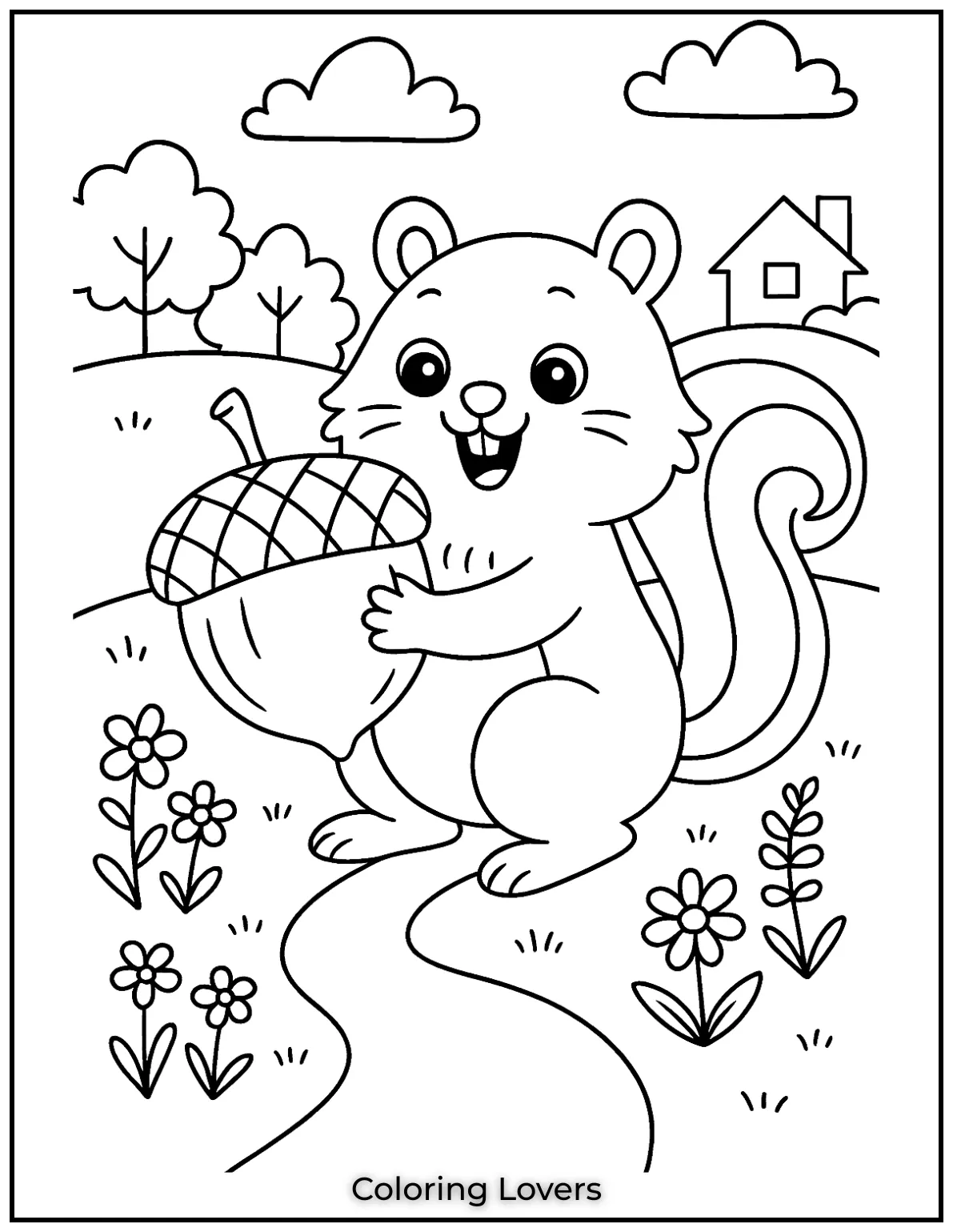 This little squirrel found the biggest acorn ever It was such a joy to capture the excitement of natures treasures. How will you color this fun moment