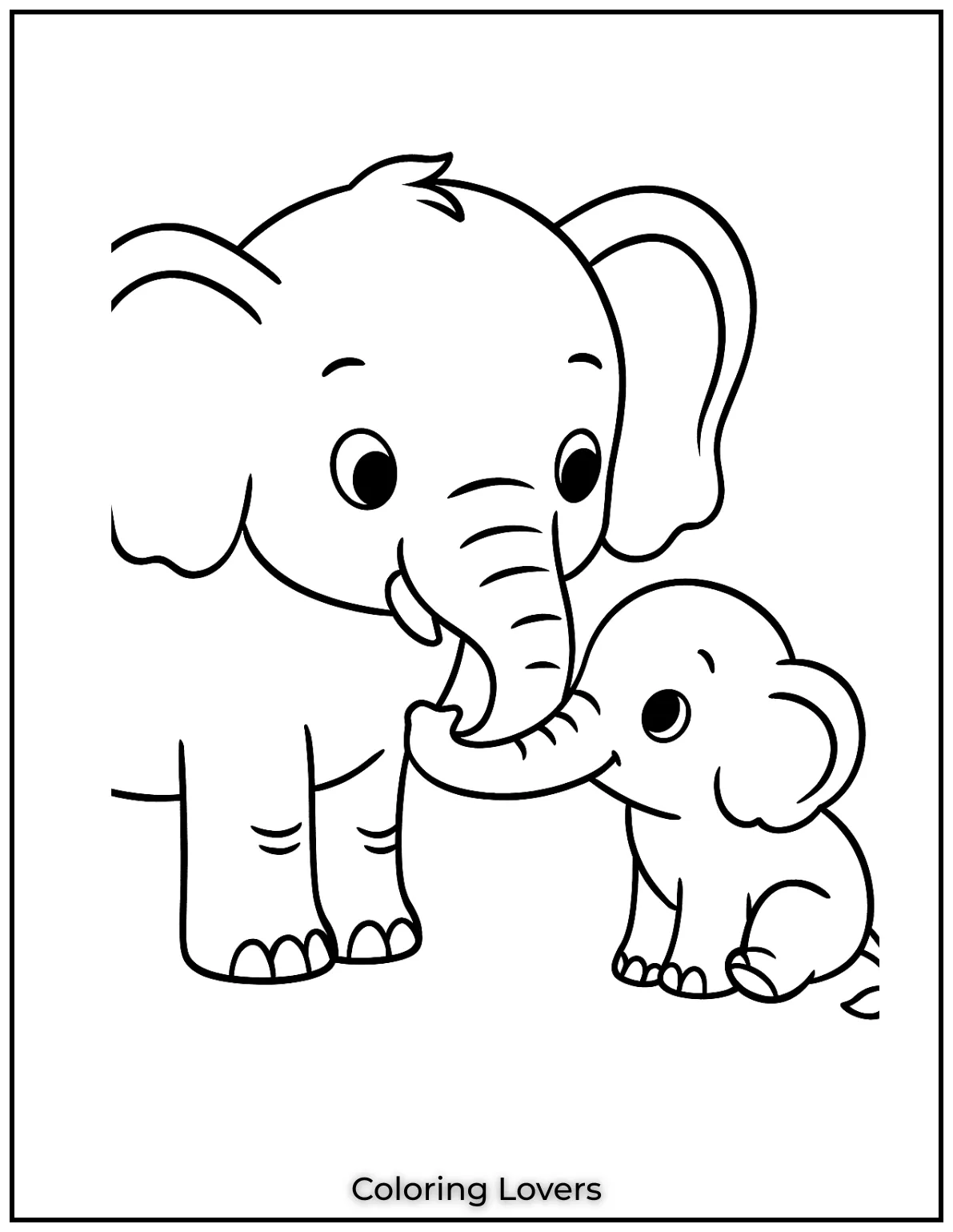 Unique Elephant Coloring Pages for Kids 5 This lovely elephant is teaching its little one how to use its trunk. A sweet reminder of how animals care for their young 1