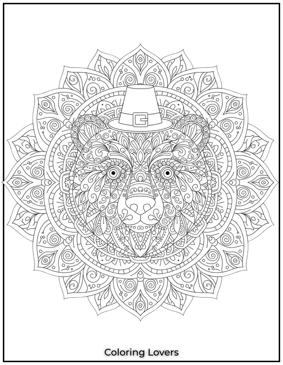 Cute and Classic Pooh Bear Coloring Pages 34 This mandala inspired bear face showcases delicate floral and geometric patterns for a mindful coloring session