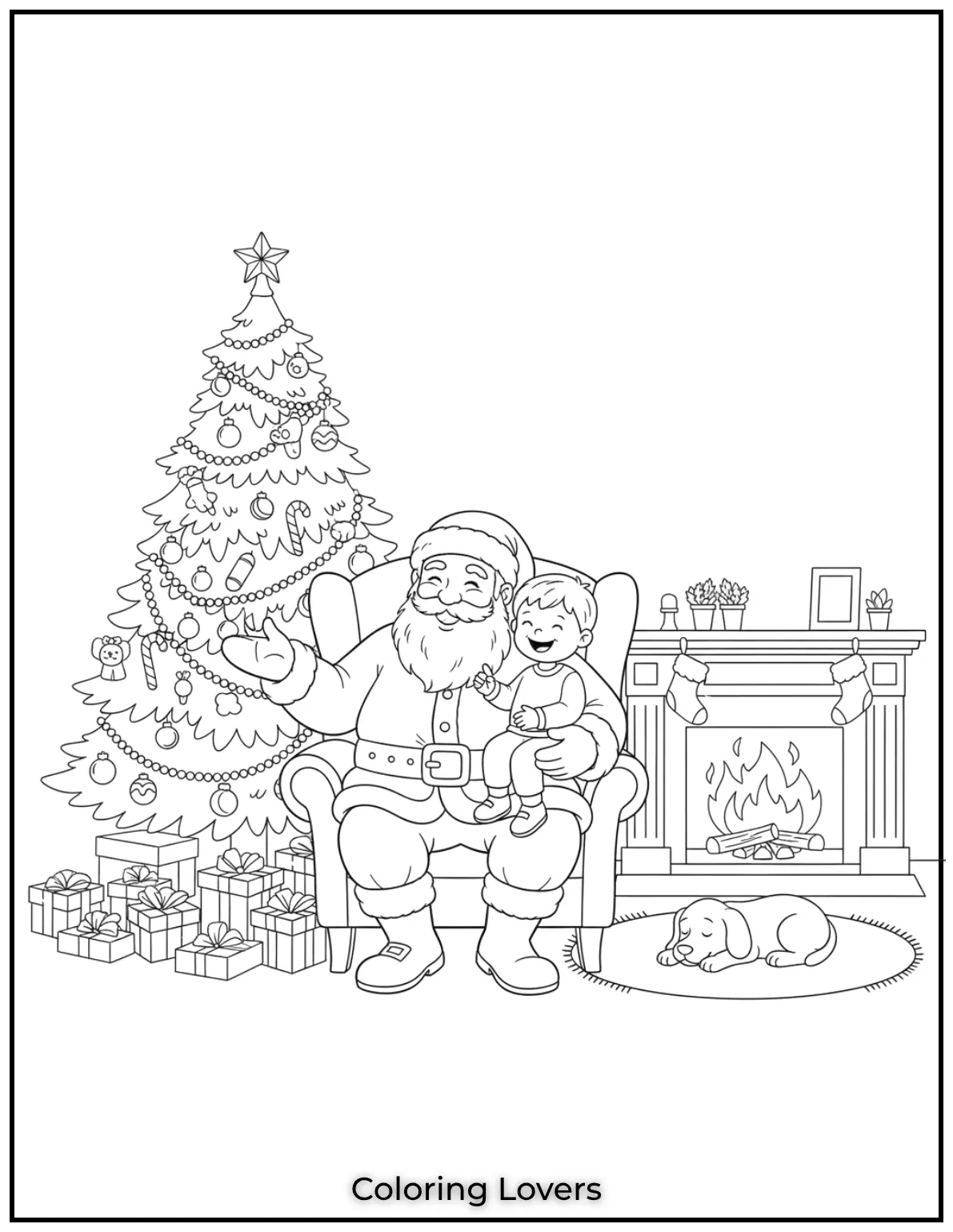 Free Printable Christmas Tree Coloring Pages 19 This moment between Santa and the little one is too precious