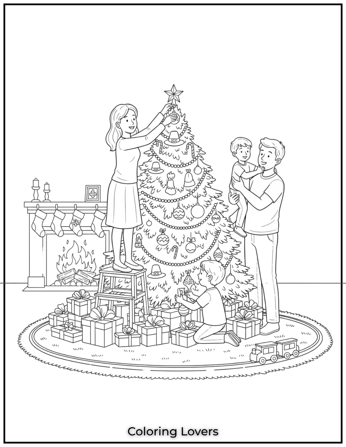 Free Printable Christmas Tree Coloring Pages 25 This page captures the sweet joy of preparing for Christmas
