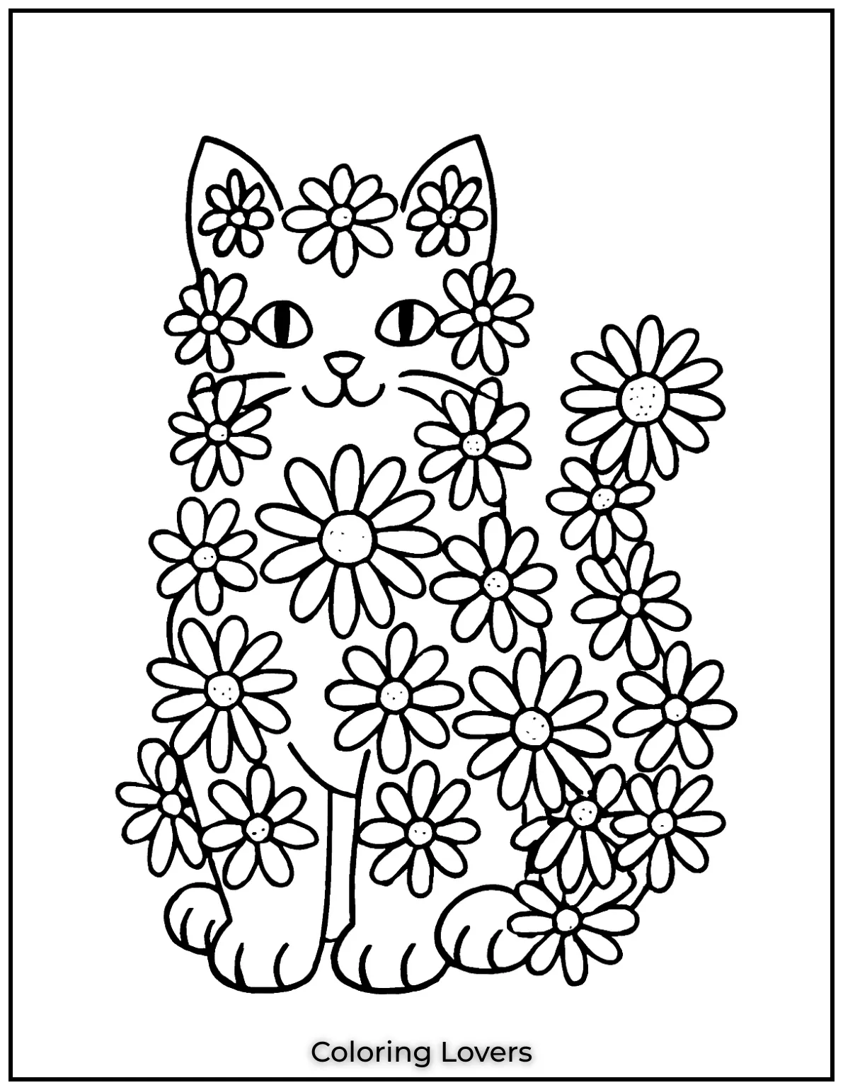 This playful cat made entirely out of daisies is a great choice for adults who love both nature and creative designs