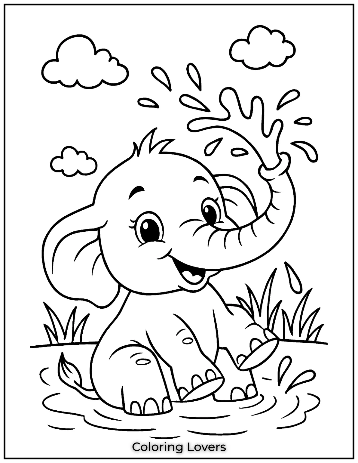 Unique Elephant Coloring Pages for Kids 17 This playful elephant splashing water is so much fun to color especially for kids who love nature 1