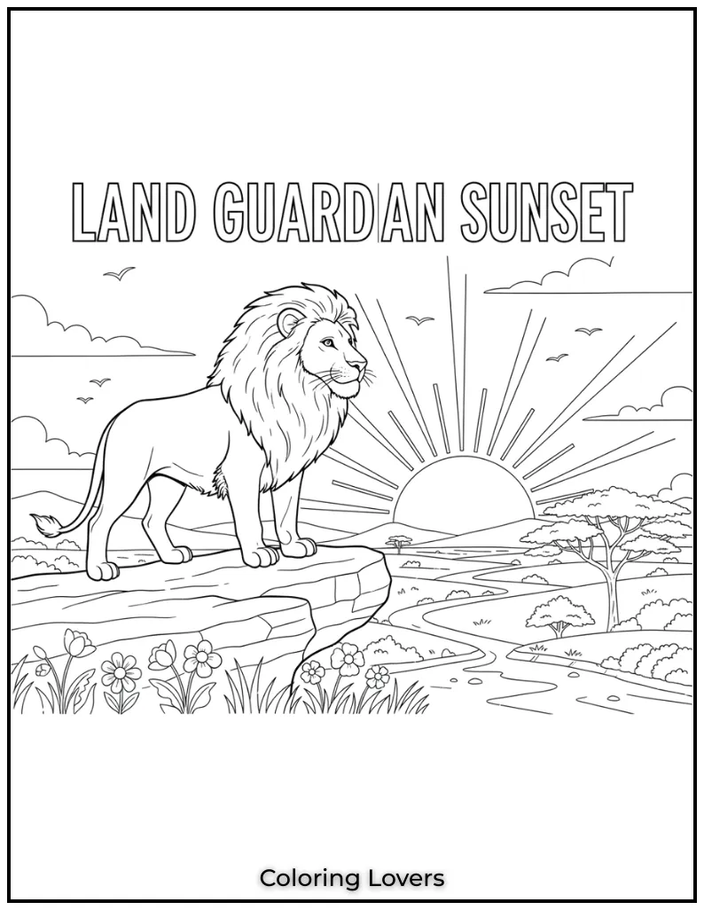 This proud lion watching the sunset feels like hes guarding his land