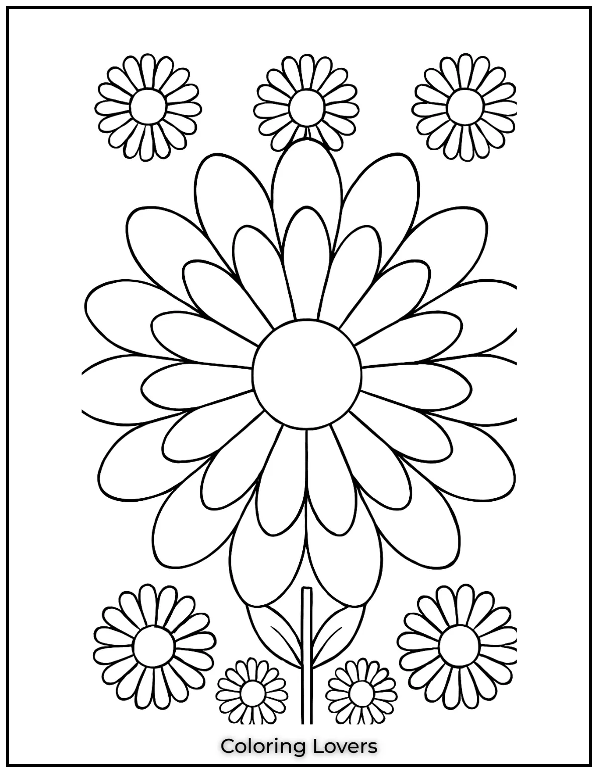 This simple daisy mandala brings a touch of calmness and creativity. A wonderful daisy coloring page thats great for both kids and adults to enjoy