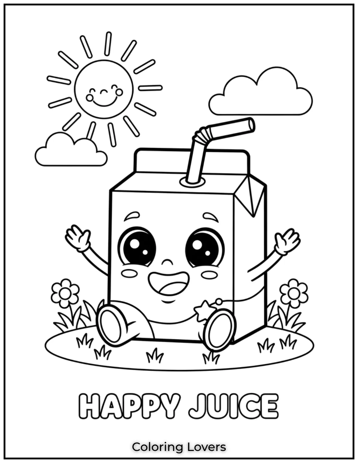 This smiling juice box is a great fit for any preschool coloring book. A fun way to practice coloring skills