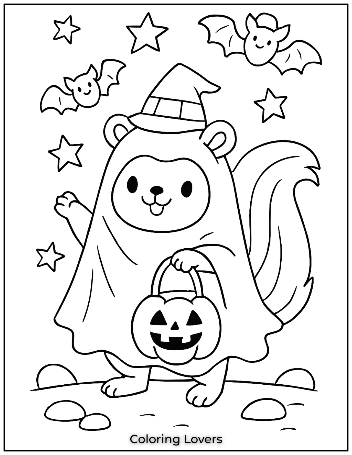 This squirrel in a ghost costume is ready for some Halloween fun. I wanted to capture the playful side of trick or treating