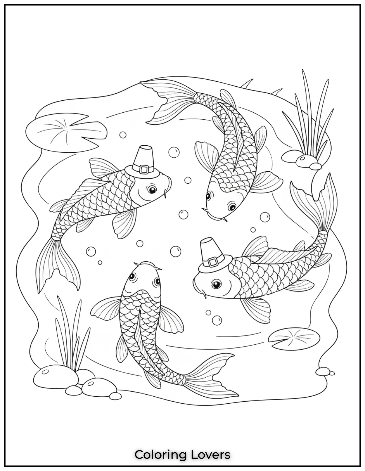 Fish Coloring Pages That Are Free to Downloads 28 Three graceful koi fish spin in slow circles. These beloved freshwater fish bring calm energy