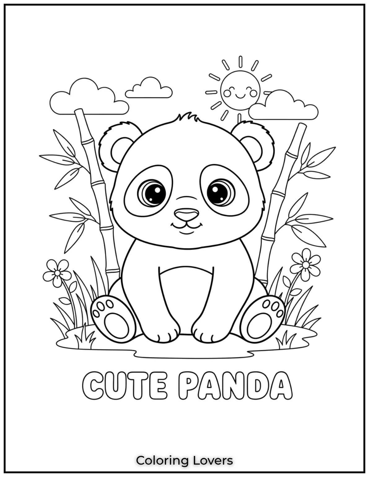 With big round eyes and a sweet smile this adorable panda is perfect for a relaxing coloring time