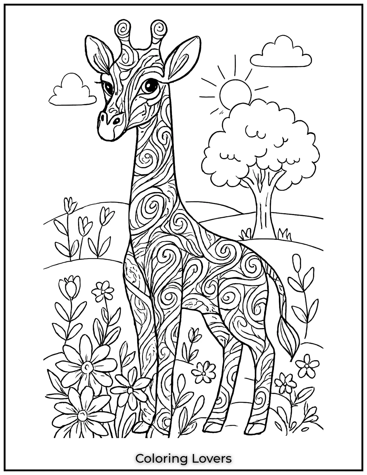 Amazing Giraffe Coloring Pages (Free Printables) 30 With flowing patterns and abstract shapes this giraffe design is a beautiful challenge for any adult colorist. Dive into your creativity and see how vibrant it can become