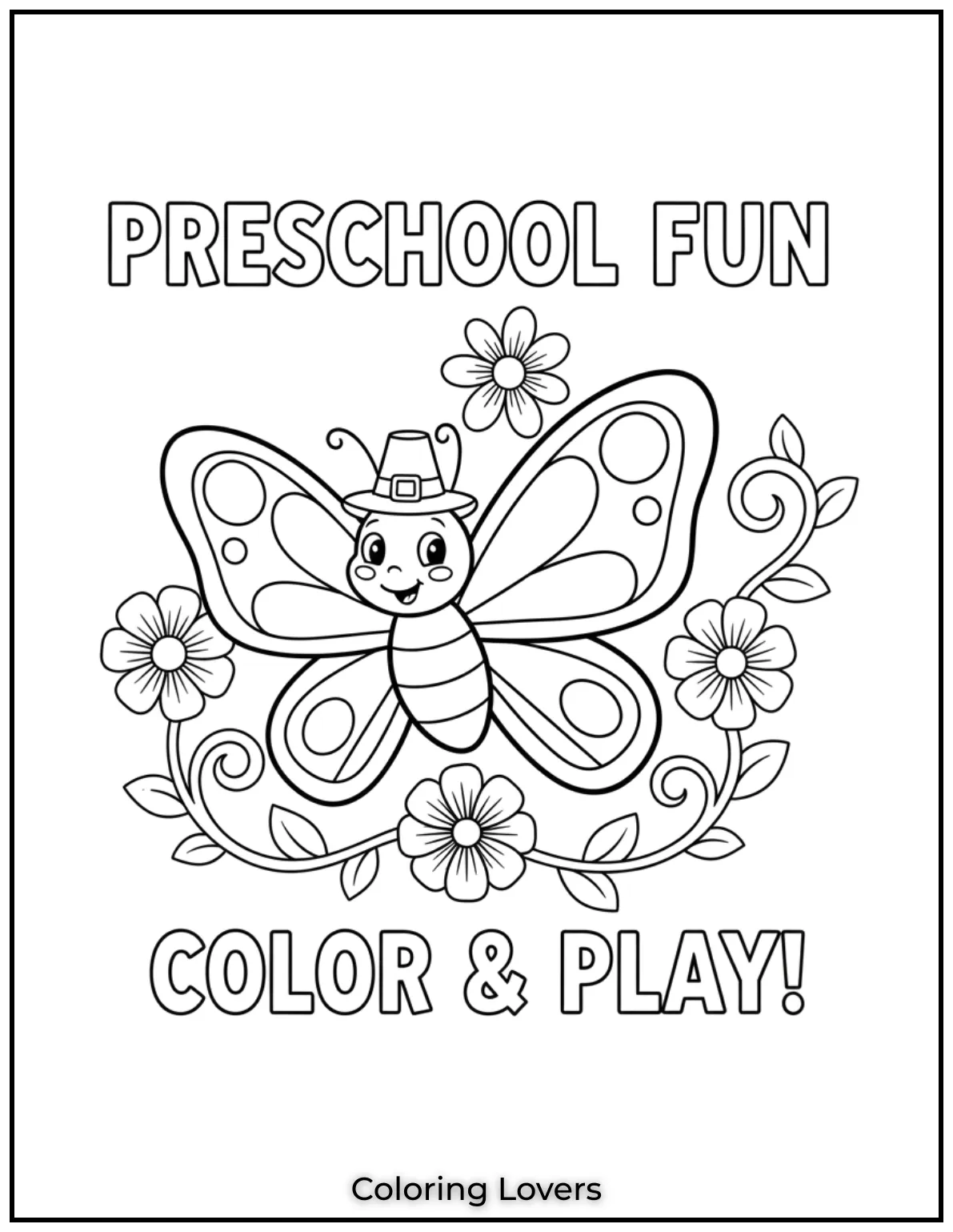 A cheerful butterfly design ideal for preschool kids to enjoy fun and simple coloring activities 4