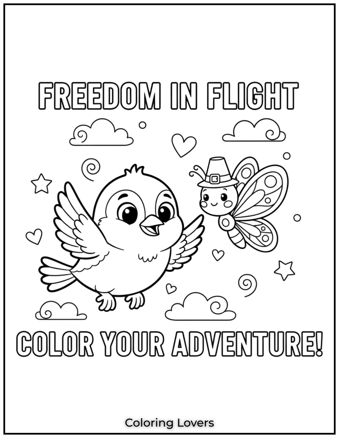 A sparrow and butterfly soaring together in harmony. Capture their freedom with your favorite colors 4