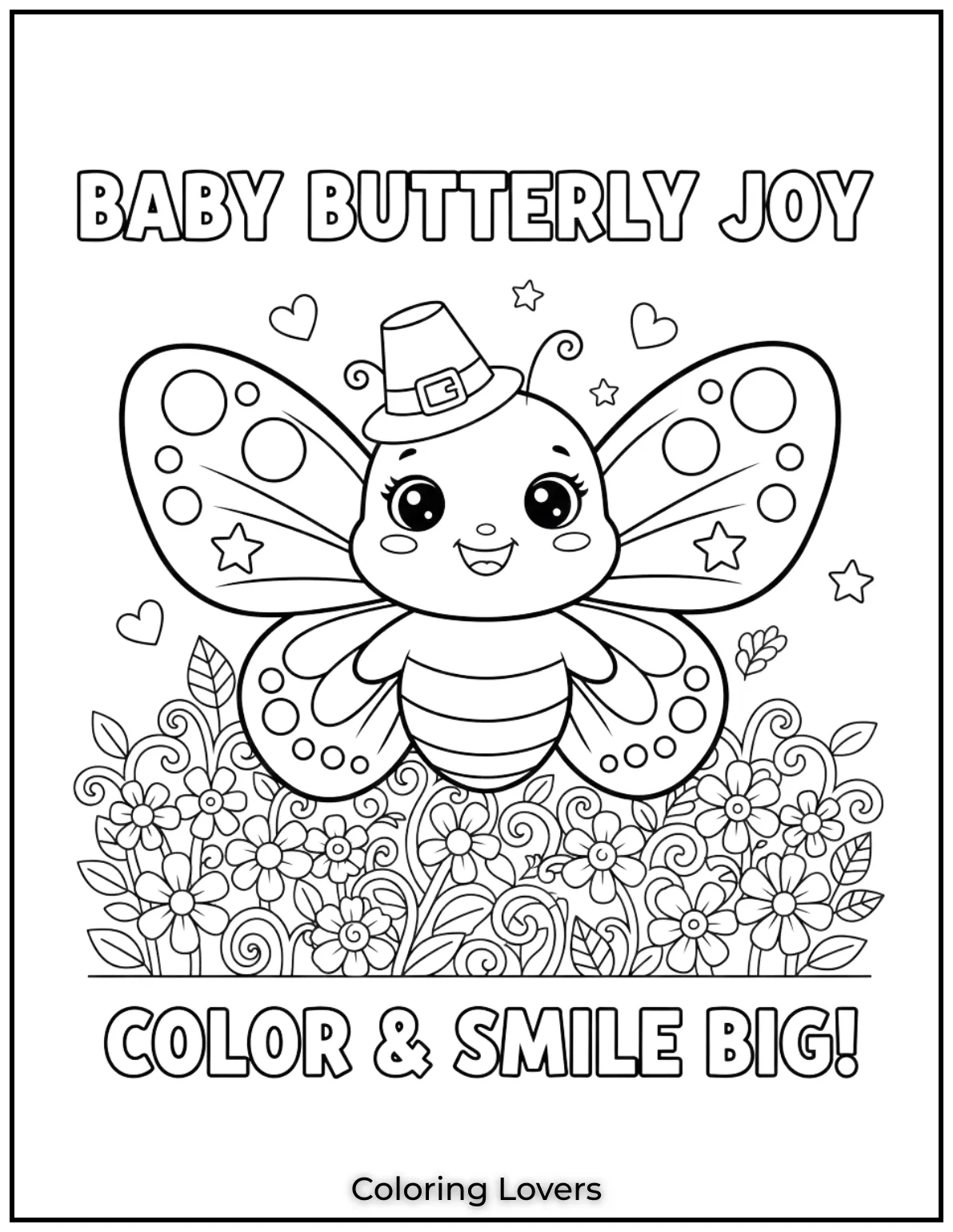 This cheerful baby butterfly with a big smile is ready to spread joy and color across your page 4